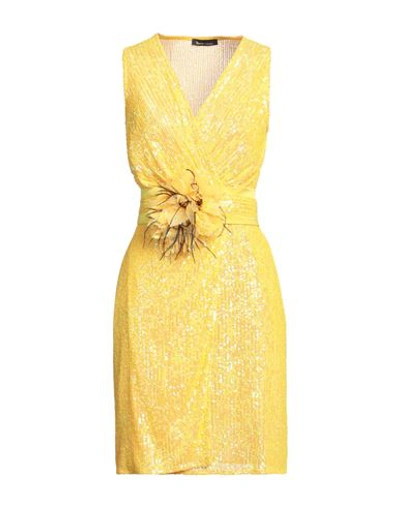 Hanita Woman Mini Dress Yellow Size Xs Polyester, Elastane