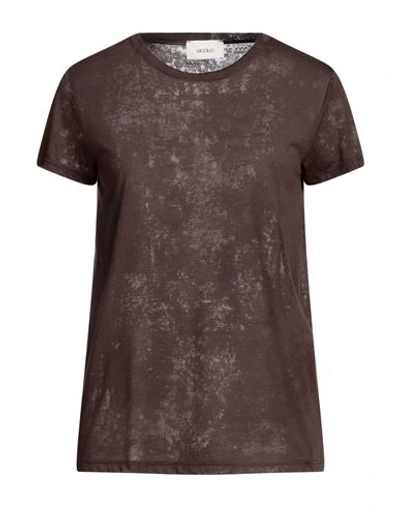 Vicolo Woman T-shirt Dark Brown Size Onesize Viscose, Polyester
