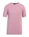 Roberto Collina Man Sweater Mauve Size 40 Cotton, Polyamide In Purple