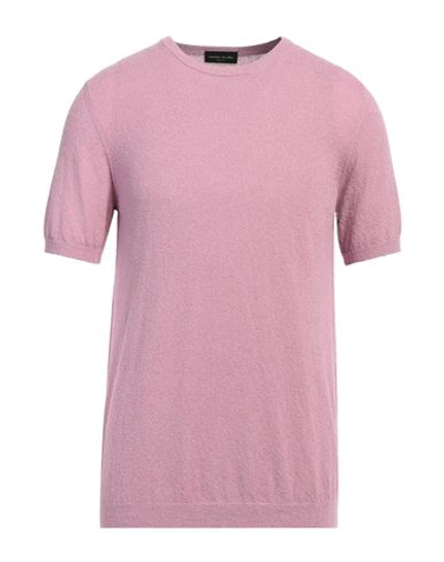 Roberto Collina Man Sweater Mauve Size 40 Cotton, Polyamide In Purple