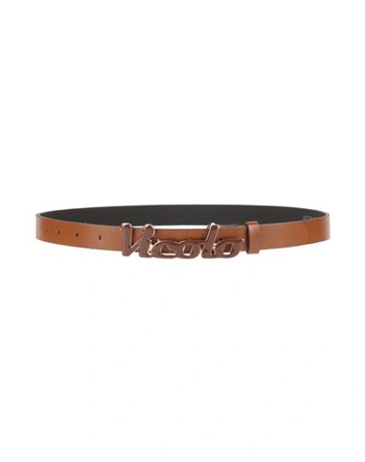 Vicolo Woman Belt Brown Size 32 Leather In Brown