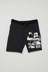 AFENDS AFENDS COLLAGE RECYCLED SWIM SHORT IN WASHED BLACK, MEN'S AT URBAN OUTFITTERS