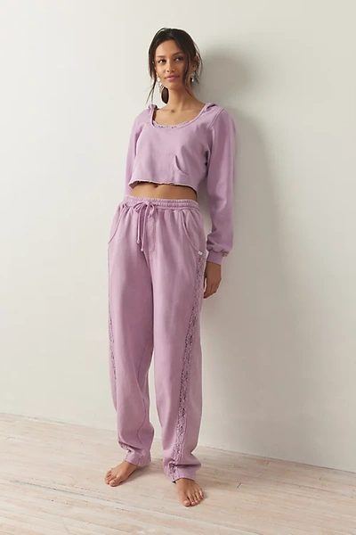 Out From Under Jayden Lace-inset Sweatpant In Rose, Women's At Urban Outfitters