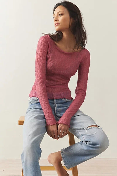 Out From Under Libby Sheer Long Sleeve Top In Mauve, Women's At Urban Outfitters