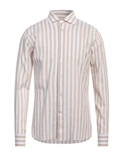 Borriello Napoli Man Shirt Beige Size 16 ½ Cotton, Linen