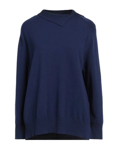 Malo Woman Sweater Blue Size L Merino Wool, Cashmere