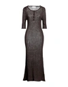 Solotre Woman Maxi Dress Dark Brown Size 3 Cotton, Linen, Polyamide