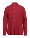 Fedeli Man Shirt Brick Red Size 17 Linen