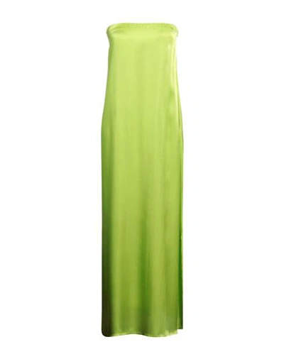 Semicouture Woman Maxi Dress Acid Green Size 8 Acetate, Silk