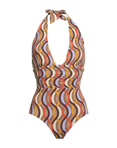 Siyu Woman One-piece Swimsuit Khaki Size 10 Polyamide, Elastane In Beige