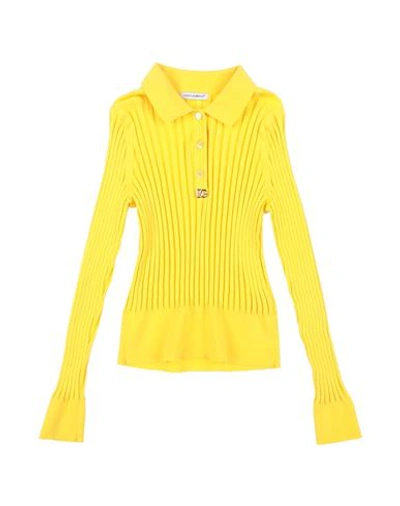 Dolce & Gabbana Kids'  Toddler Girl Sweater Yellow Size 7 Cotton, Bronze