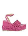 Emanuélle Vee Woman Sandals Fuchsia Size 8 Leather In Pink