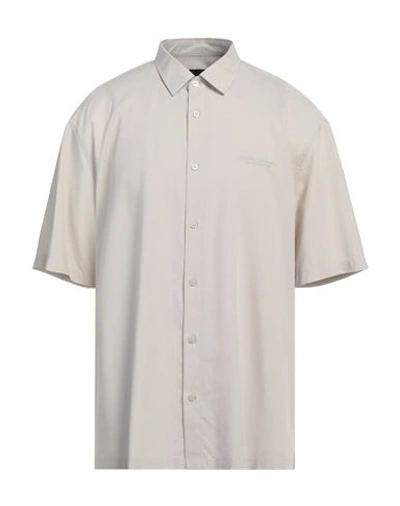 Armani Exchange Man Shirt Beige Size M Viscose, Lyocell