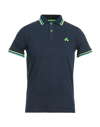 Peuterey Man Polo Shirt Midnight Blue Size S Cotton, Elastane In Blue