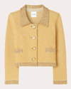 St John Sequin Stretch Twill Knit 3/4 Sleeve Jacket In Neutrals