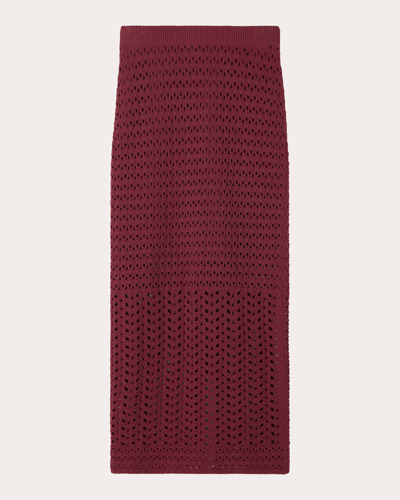 St John Crochet-knit Midi Skirt In Red