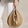 Polo Ralph Lauren Polo Id Suede Large Shoulder Bag In Clay