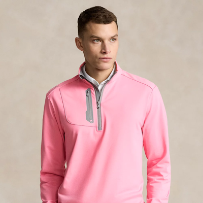 Rlx Golf Classic Fit Luxury Jersey Pullover In Pink Flamingo