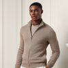 Ralph Lauren Silk-cotton Full-zip Sweater In Truffle Melange