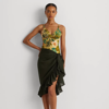 Ralph Lauren Ruffle-trim Cotton-linen Wrap Skirt In Olive