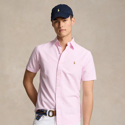 Ralph Lauren Classic Fit Gingham Oxford Shirt In Pink/white