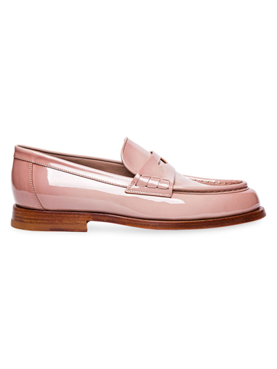 Santoni Women's Airglow Patent Leather Penny Loafers In Pink