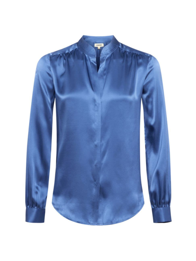 L Agence Bianca Silk Charmeuse Button-down Blouse In Blue Horizon