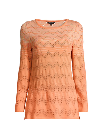 Misook Ombre Pointelle Soft Knit Tunic Top In Citrine Italian