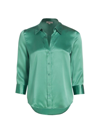 L'agence Women's Dani Three-quarter Sleeve Silk Blouse In Green Jasper