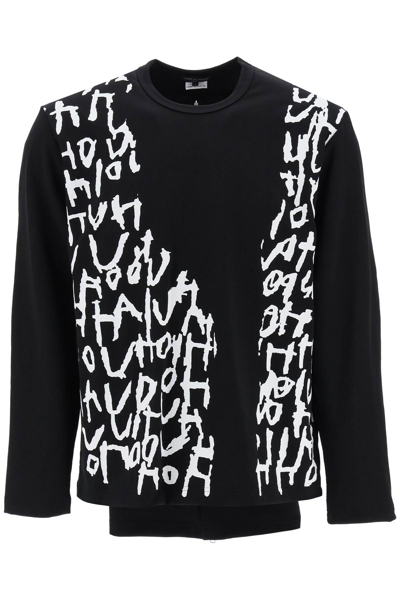 Comme Des Garçons Homme Deux Comme Des Garcons Homme Plus Long Sleeve Printed T-shirt In Black