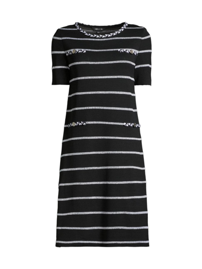 Misook Textured Knit Shift Dress In Black/white