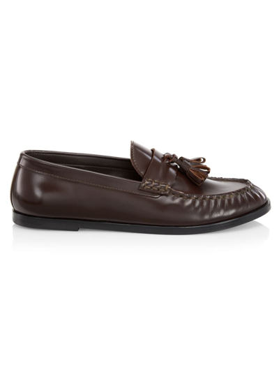 The Row Calfskin Tassel Boyfriend Loafers In Espresso