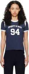 Sporty And Rich Navy Sr '94' Sports T-shirt In Navy