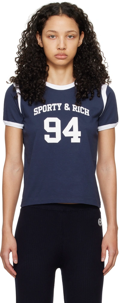 Sporty And Rich Navy Sr '94' Sports T-shirt In Blue