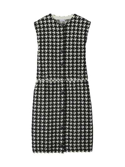 Burberry Houndstooth-pattern Sleeveless Minidress In Black