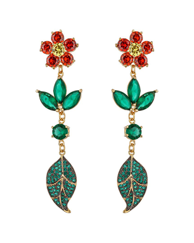 Eye Candy La Cz Mahnaz Flower Drop Earrings In Multi