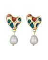 Eye Candy La Pearl Cz Isabella Painted Heart Earrings