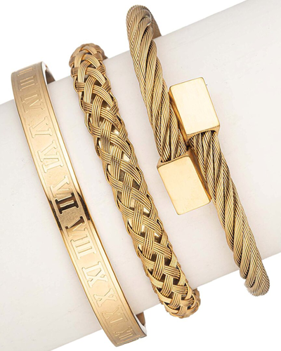 Eye Candy La Titanium 3pc Dylan Bracelet Set In Gold