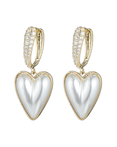 Eye Candy La Pearl Cz Anna Heart Drop Earrings In Gold