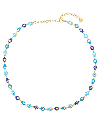 Eye Candy La Hamsa Eye Necklace In Blue