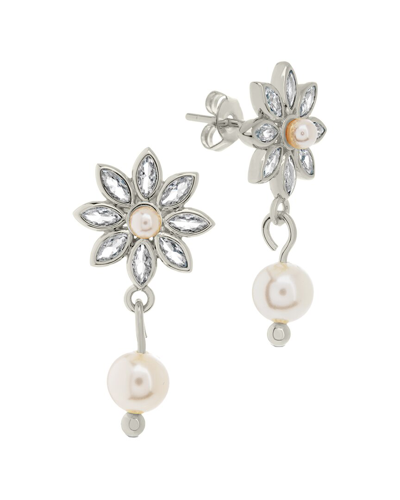 STERLING FOREVER STERLING FOREVER RHODIUM PLATED 3MM-6MM PEARL CZ ESTI DROP STUDS