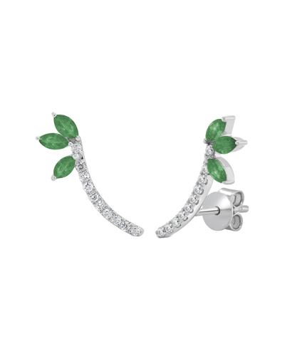 Sabrina Designs 14k 0.62 Ct. Tw. Diamond & Emerald Climber Earrings In Metallic
