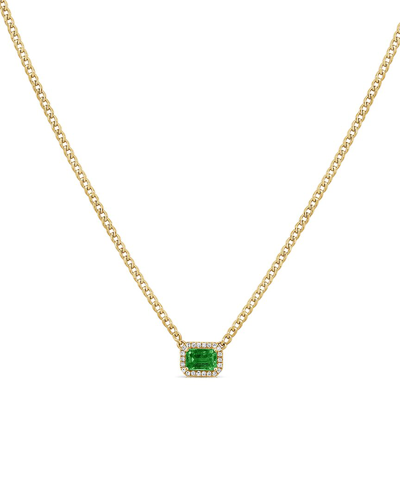 Sabrina Designs 14k 0.73 Ct. Tw. Diamond & Emerald Necklace In Green