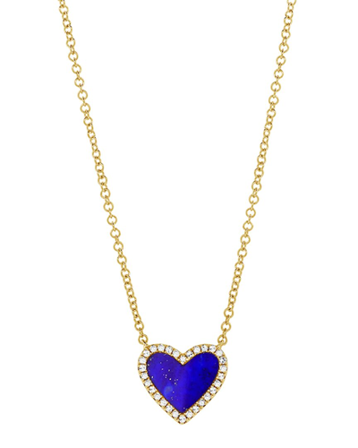 SABRINA DESIGNS SABRINA DESIGNS 14K 0.67 CT. TW. DIAMOND & LAPIS HEART NECKLACE