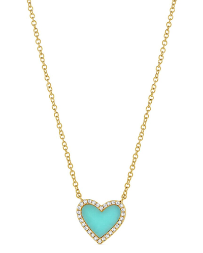 Sabrina Designs 14k 0.63 Ct. Tw. Diamond & Turquoise Heart Necklace In Blue