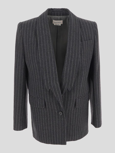 Alexander Mcqueen Classic Jacket In Grey