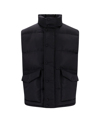 Alexander Mcqueen Men Padded And Quilted Nylon Sleeveless Jacket With Back Mcqueen Graffiti Print In Black