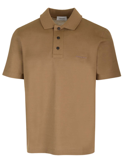 Ferragamo Salvatore  Logo Embroidered Short Sleeved Polo Shirt In Brown