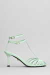 ALEVÌ JESSIE 075 SANDALS IN GREEN LEATHER