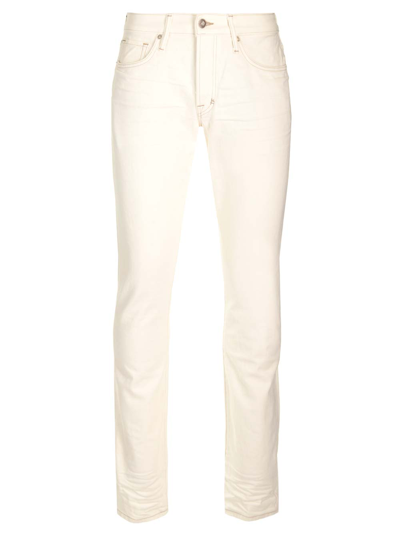 Tom Ford Men's Distressed Selvedge Denim Jeans In White